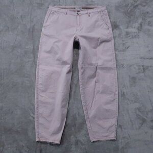 NILE Pants Womens L Pink Jean Relaxed Tapered Barrel Paper Bag Minimalist Casual